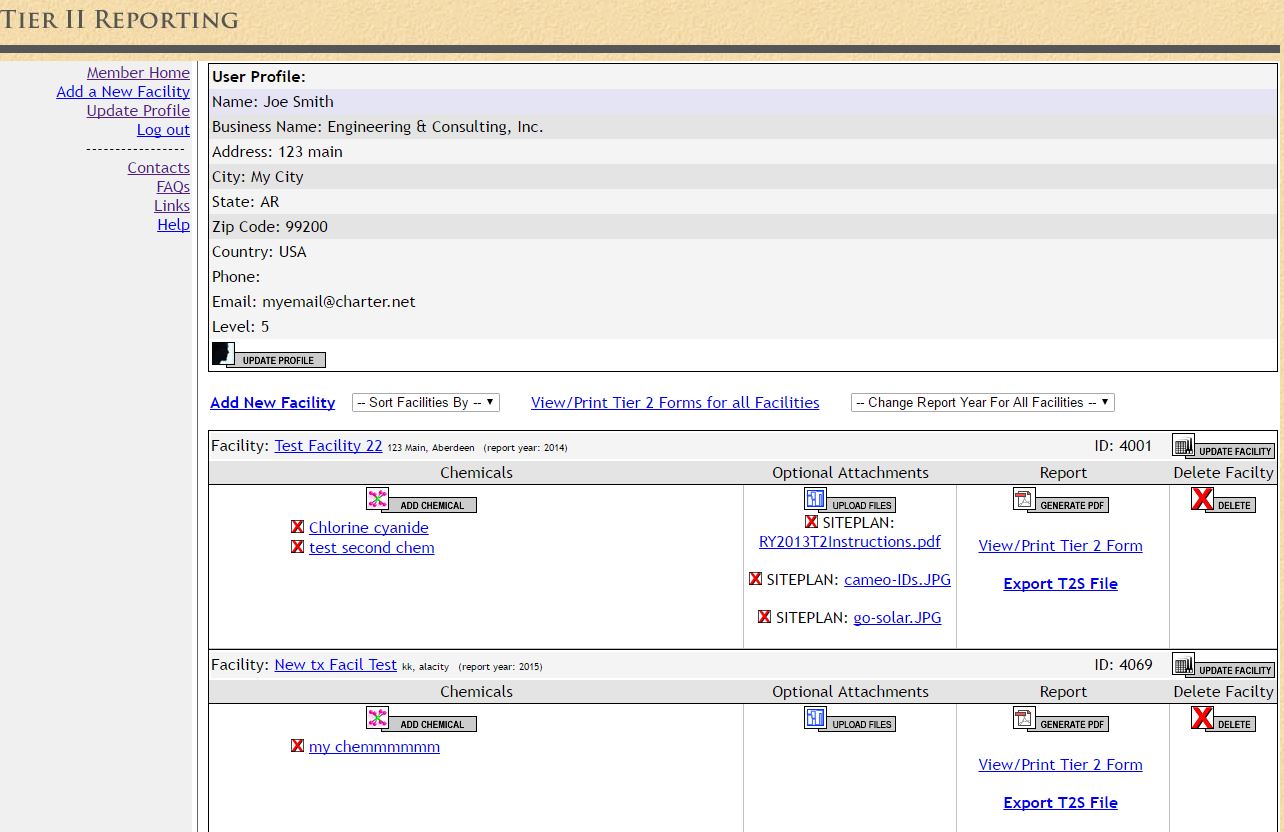 Tier II Online Reporting